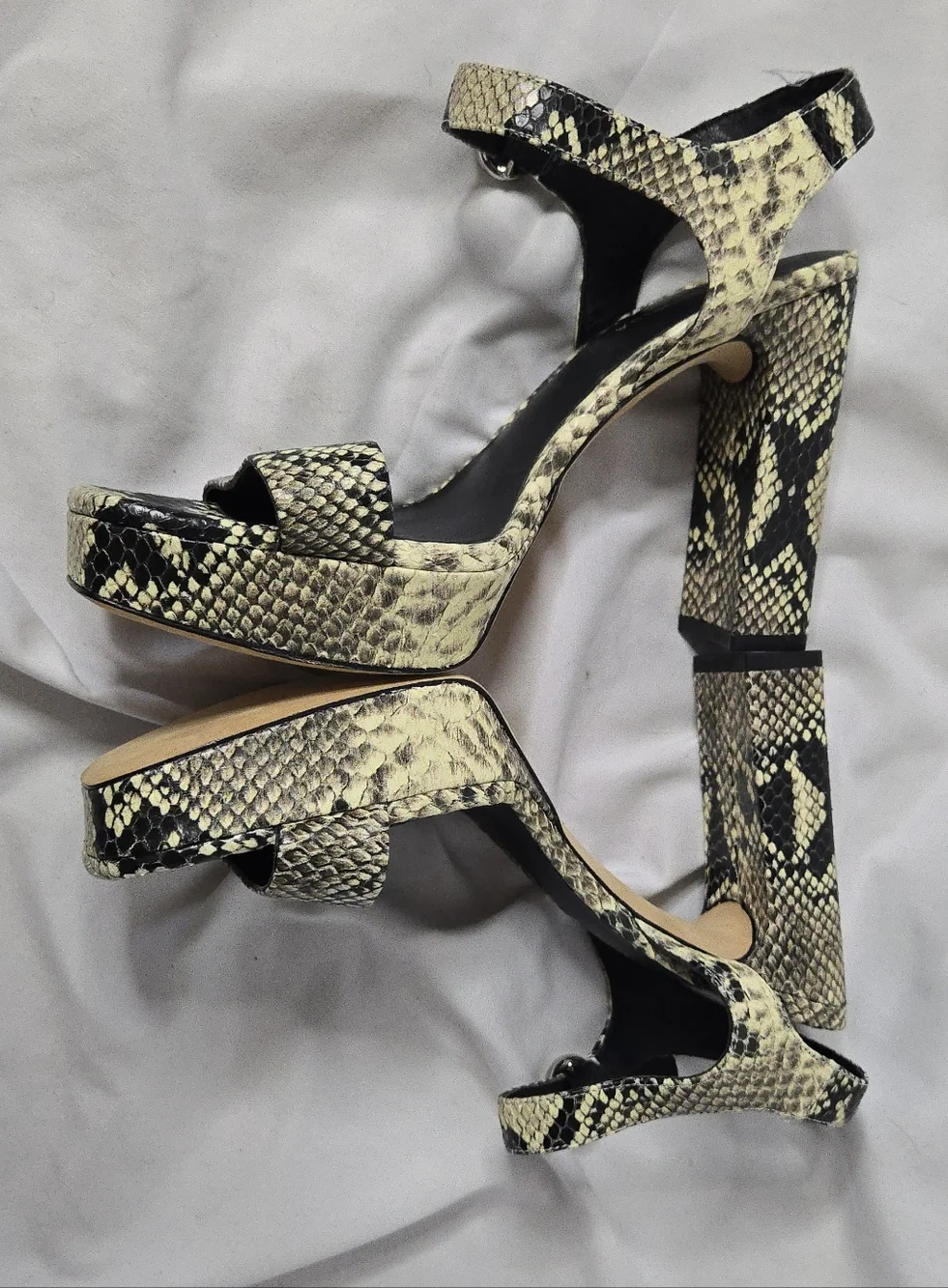 Via Spiga Saville Snake-Print Platform Block Heel Sandal Women's 8